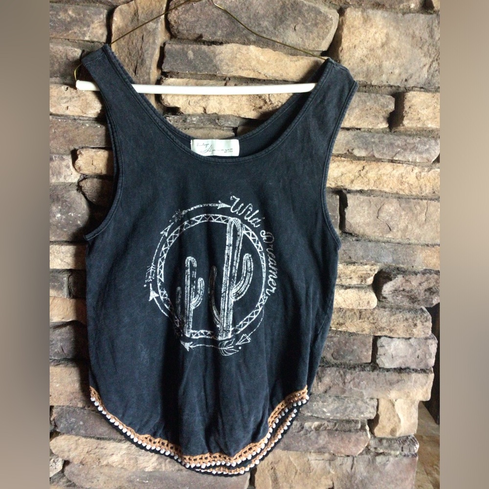 Vintage Havana black tank with cactus
